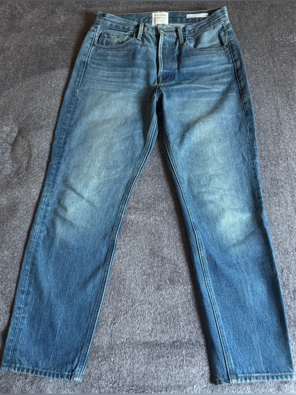 Frame Denim Men’s Faded Blue Straight Jeans, Sz 28. Pre-Owned